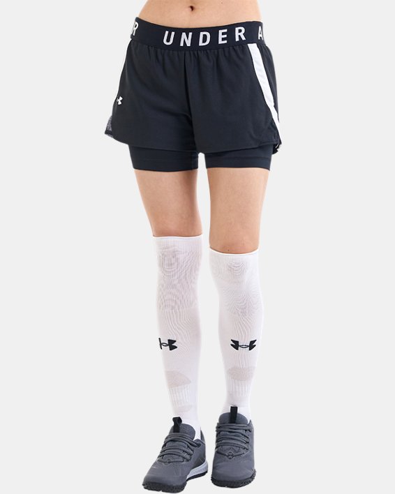 Women's UA Play Up 2-in-1 Shorts in Black image number 0